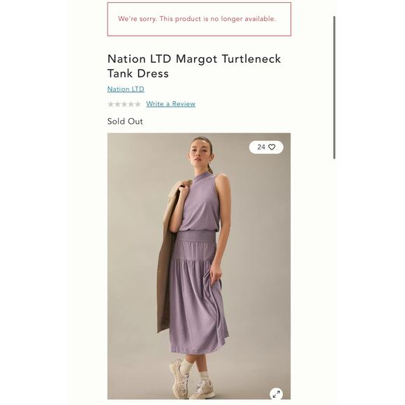 NATION LTD MARGOT TURTLENECK TANK DRESS FRENCH VIOLET WOMEN SIZE SMALL - Picture 2 of 14